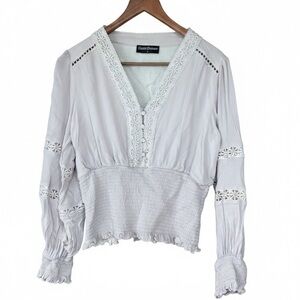 Scarlet Darkness Romantic Goth Victorian Lace Smocked Blouse Women’s Size Large